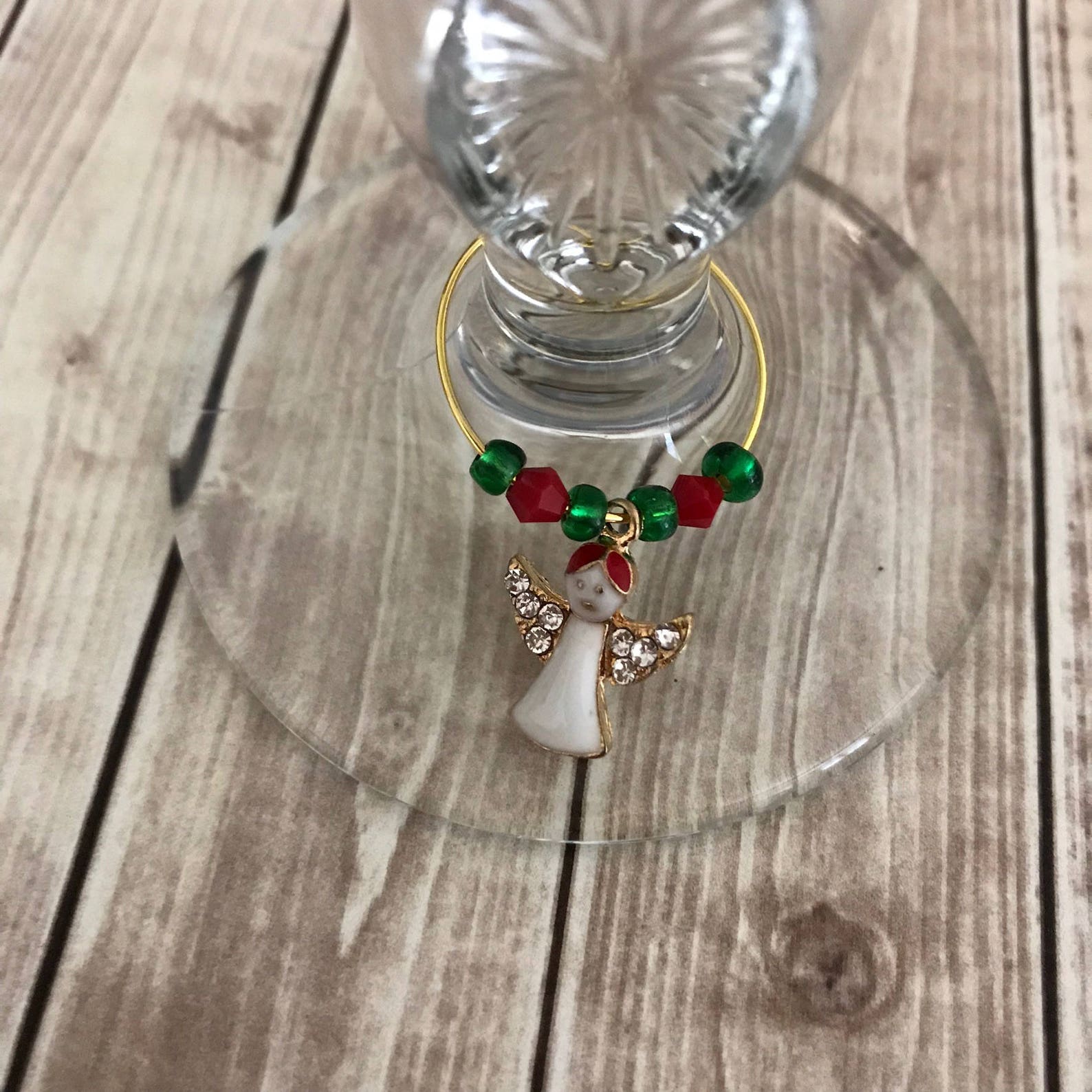 Christmas Wine Charms Gold Wine Charms Christmas Gift Wine Etsy
