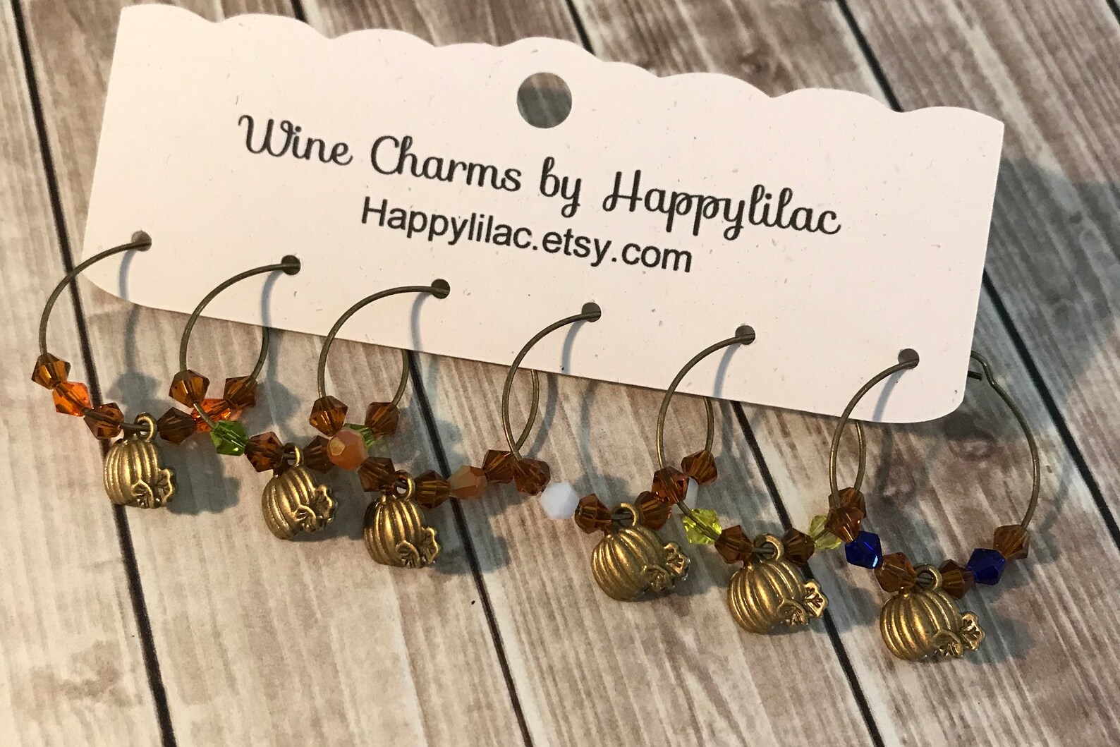 Pumpkin Wine Charms Autumn Wine Charm Fall Wine Charms 6 Etsy