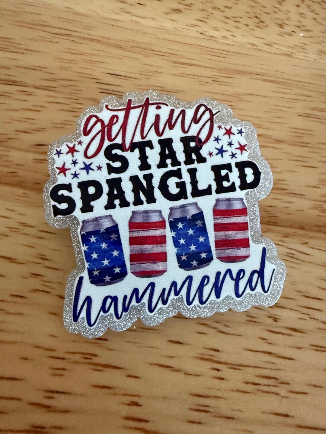 4th of July Star Spangled Hammered Pin, Resin, Drink Cans Badge, Hat ...