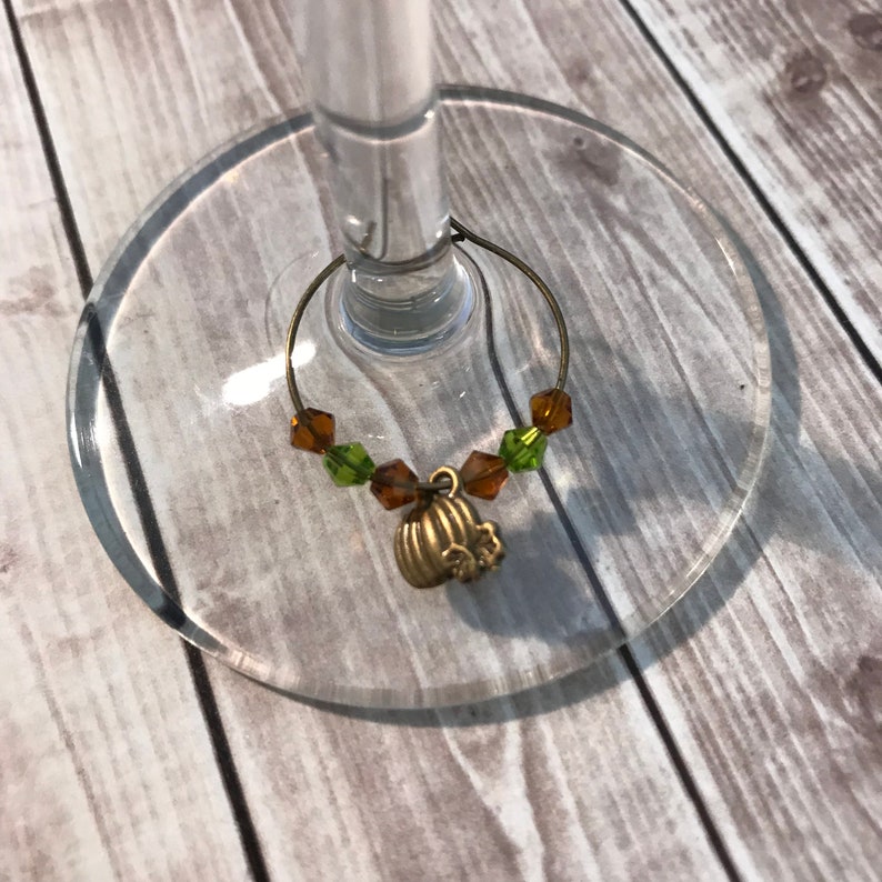 Pumpkin Wine Charms Autumn Wine Charm Fall Wine Charms Etsy