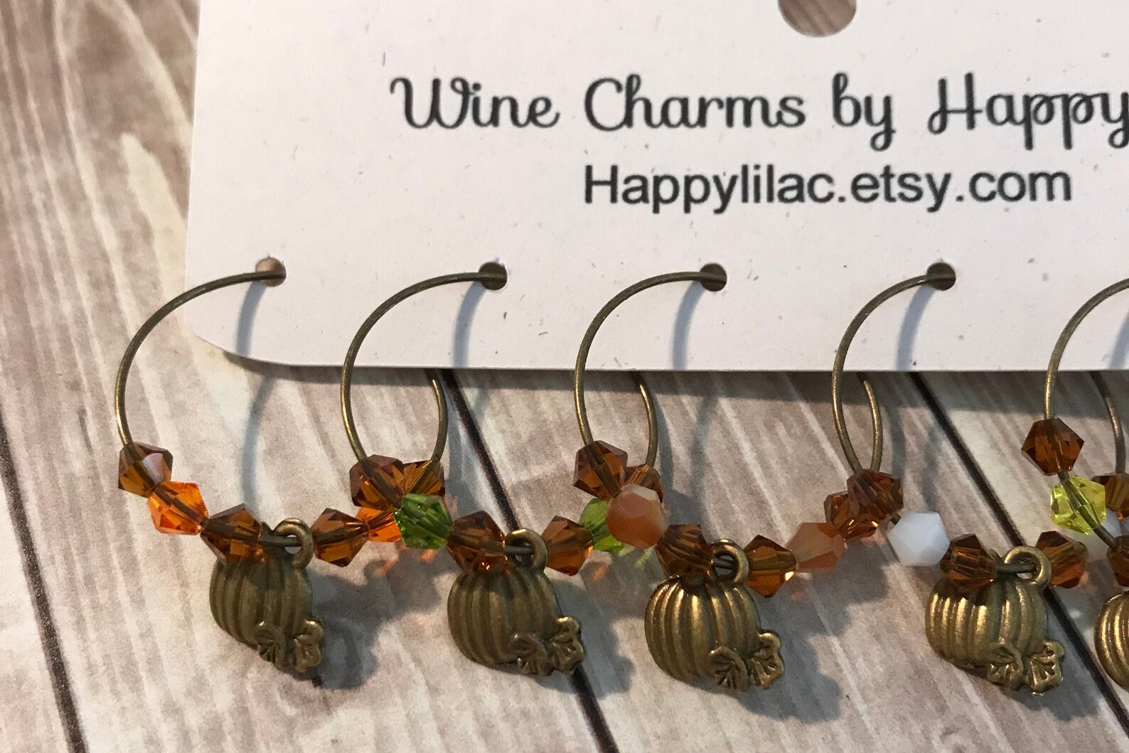 Pumpkin Wine Charms Autumn Wine Charm Fall Wine Charms 6 Etsy
