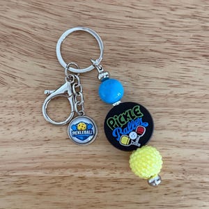 Deluxe Pickleball Keyring: Handmade Beaded Charm with Clip