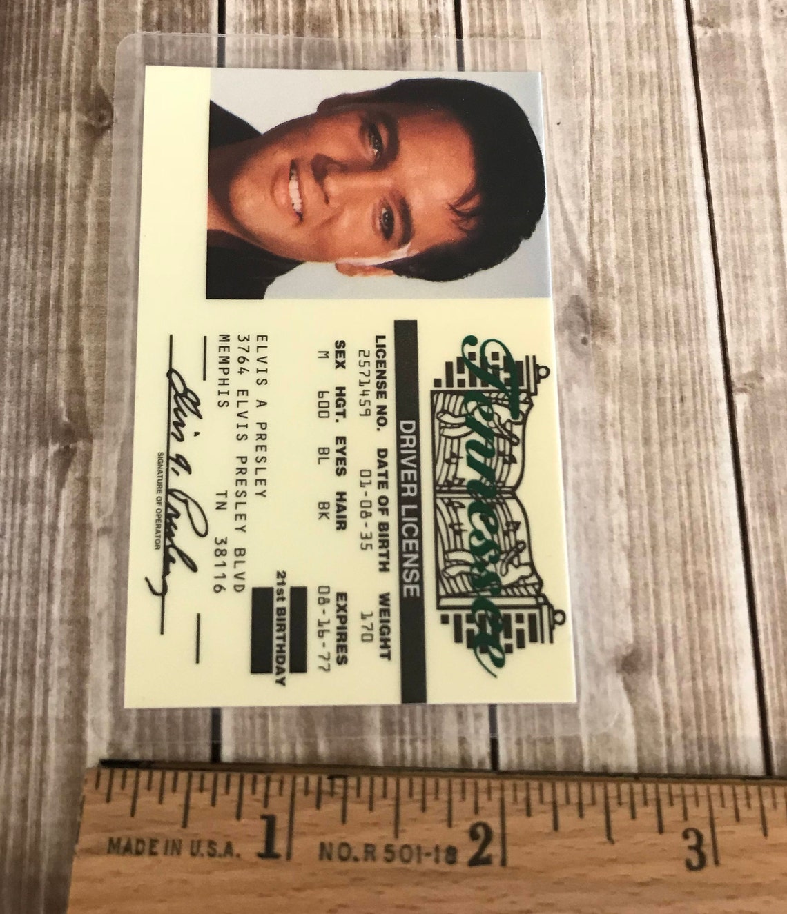 Elvis Presley Drivers License Tennessee License Elvis Etsy