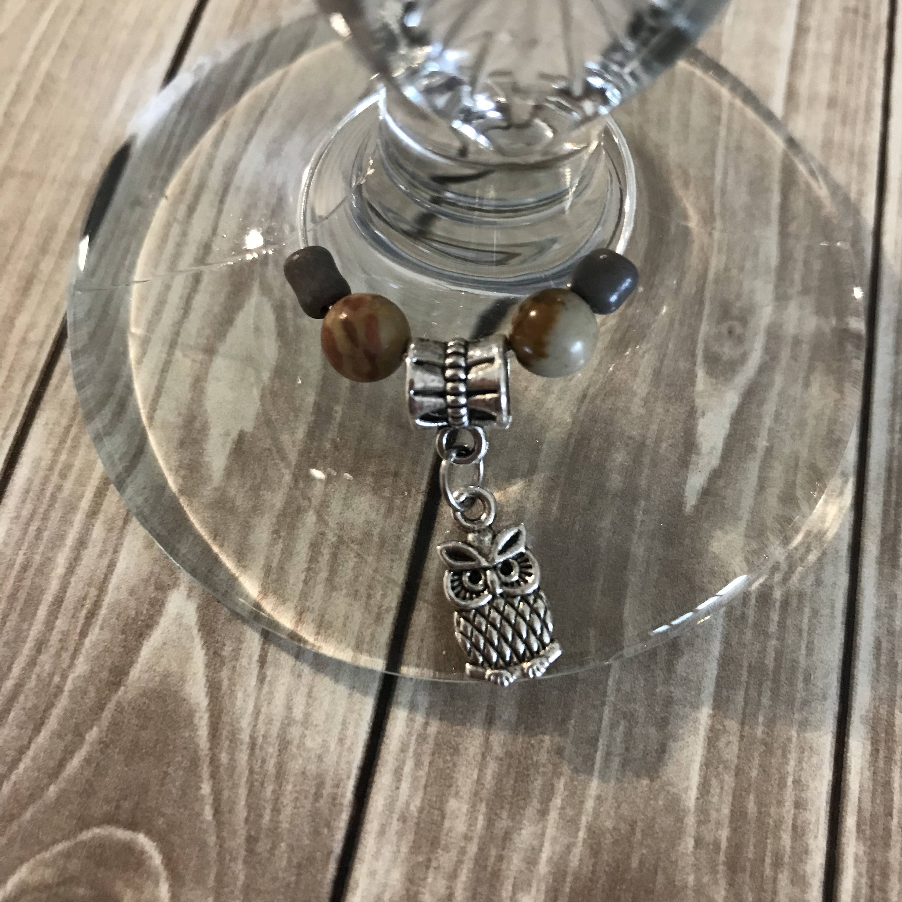 Wine Charms Owl Wine Charms Jasper Wine Charms Owl Owls Etsy
