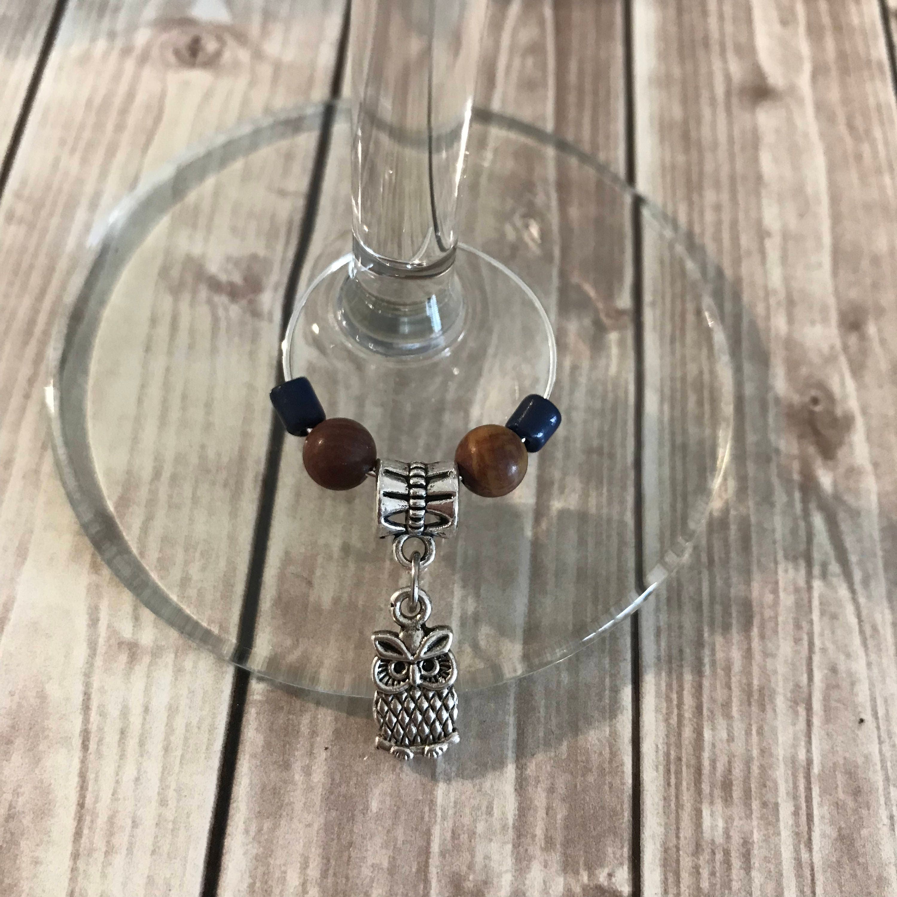 Wine Charms Owl Wine Charms Jasper Wine Charms Owl Owls Etsy