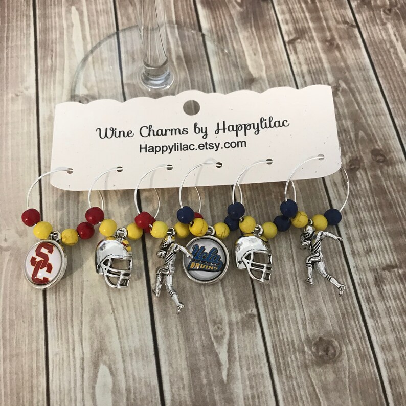 USC UCLA Wine Charms House Divided Wine Glass Charm College Etsy