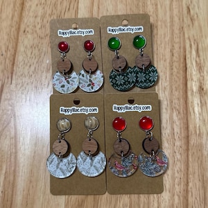 Winter Theme Earrings: Your Choice, Resin and Acrylic, Post Style, Nordic, Cardinal, Holly