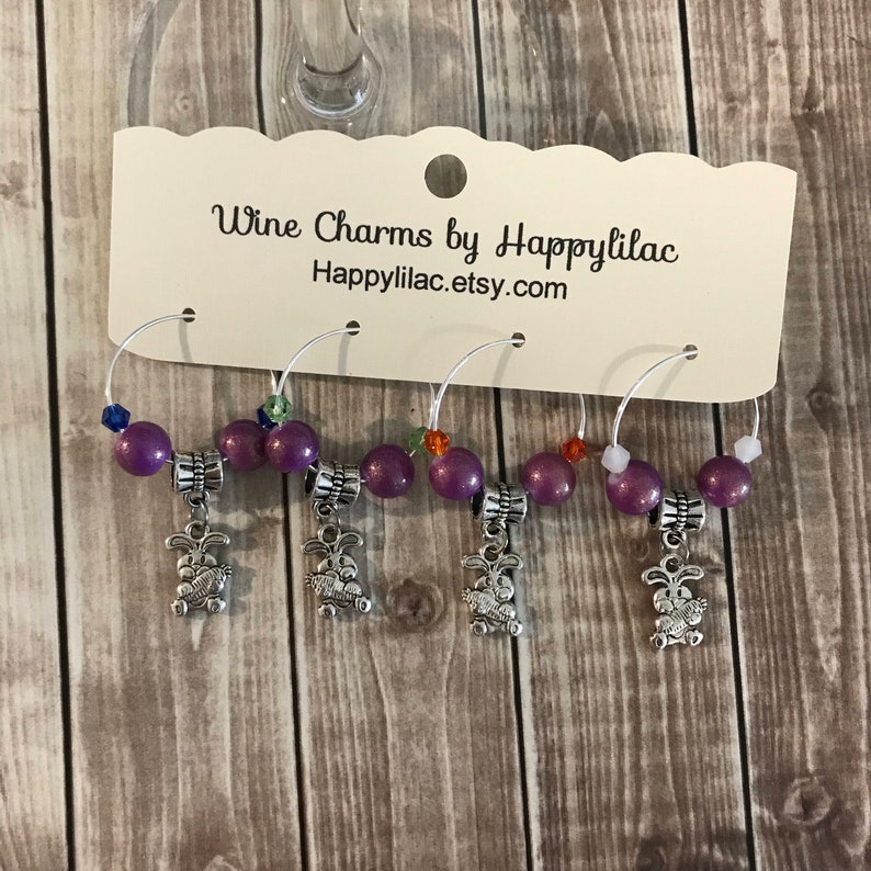 Easter Wine Charm 4 Wine Charms Free Shipping Easter Bunny Etsy