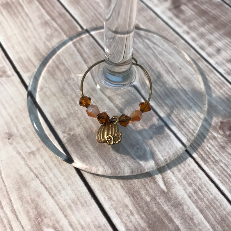 Pumpkin Wine Charms Autumn Wine Charm Fall Wine Charms Etsy