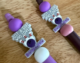 Just A Girl Who Loves Bowling Ballpoint Pen: Beaded Pen Gift
