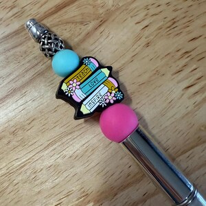 Teacher Ballpoint Pen, Teacher Gift, Silicone Beaded Pen, Teacher Pen Gift, Teach Love Inspire Gift, Cute Teacher Pen, School Teacher