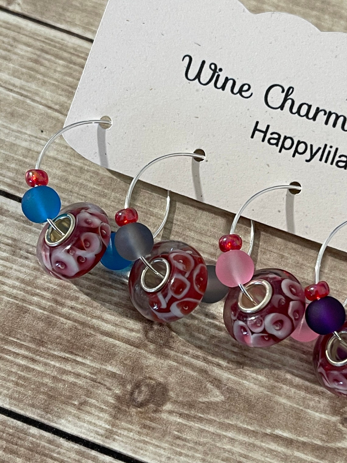Flower Wine Charms 6 Wine Charms Floral Wine Charms Spring Etsy
