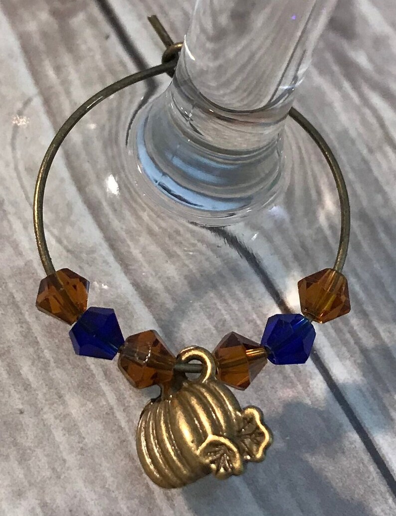 Pumpkin Wine Charms Autumn Wine Charm Fall Wine Charms 6 Etsy