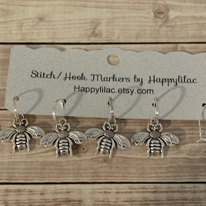 Bee Stitch Markers: Handmade Knitting Accessories, Set of 4