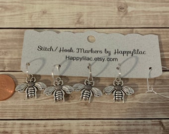 Bee Stitch Markers: Handmade Knitting Accessories, Set of 4