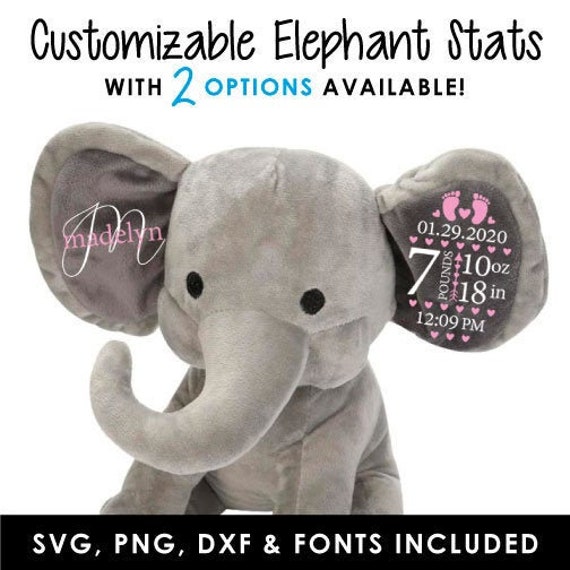 Birth Stats Keepsake Elephant Ear SVG birth announcement | Etsy