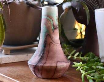 Vintage Estes Park Garden of the Gods Green White Brown Red Ceramic Pottery Vase