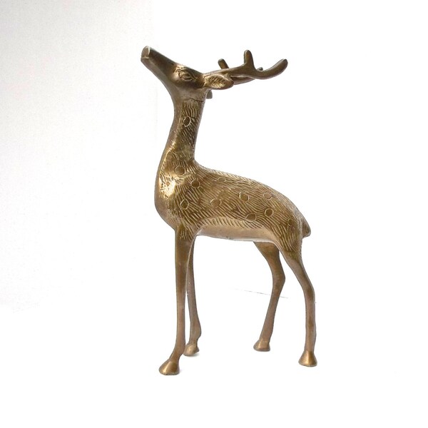 Messing Hirsch, Vintage Messing Hirsch, Hollywood Regency Hirsch, Tier zur Mitte des Jahrhunderts moderne Messing, Messing Hirsch, Messing Buck