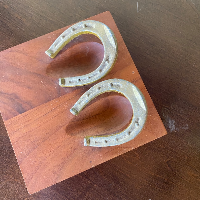 Midcentury Modern Solid Walnut and brass Double Horseshoe Horse Equestrian Pipe rest Piperest image 8