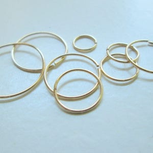 Thin Gold Cartilage Hoop Earring, 24 Gauge Delicate Tragus Daith Rook Helix Piercing or Lobe Plain Wire Ring Hoop