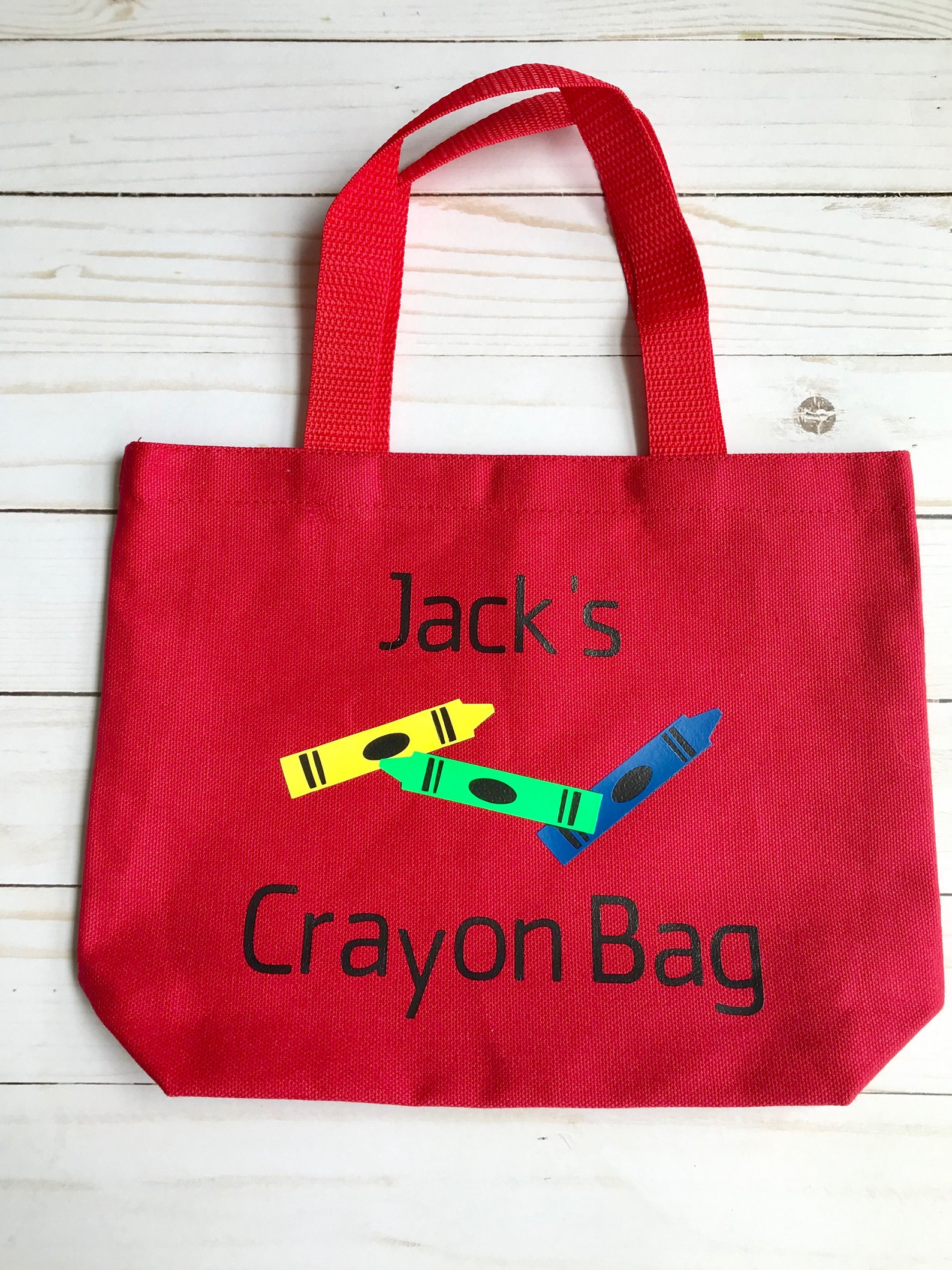 Personalized Crayon Tote Bag Kid Tote Bag Art Supplies Etsy