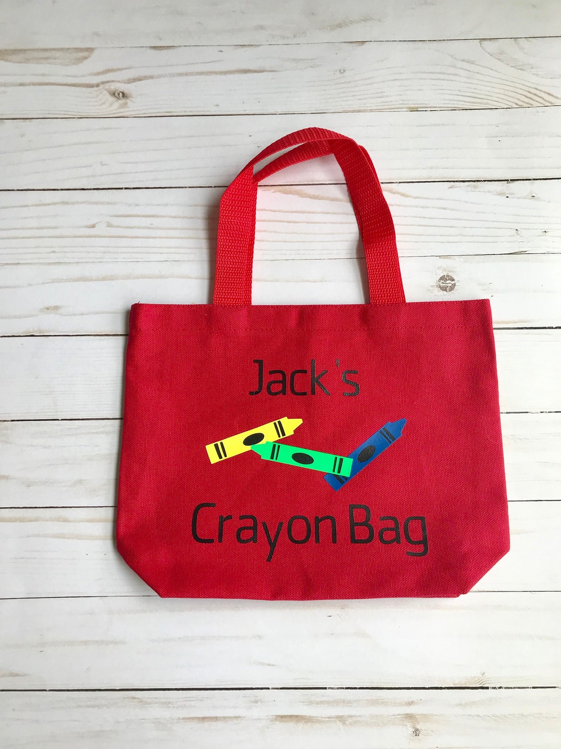 Personalized Crayon Tote Bag Kid Tote Bag Art Supplies Etsy