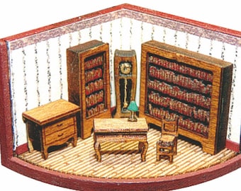 Library Micro 1:144スケール ドールハウス ミニチュア DIY 家具キット