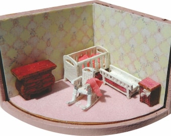 Nursery Micro 1:144スケールドールハウスミニチュアDIY家具キット