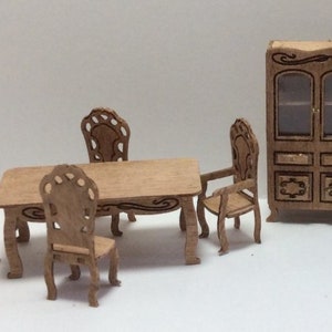QS Victorian Dining Room FURNITURE Kit - 1:48 Scale