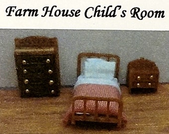 Micro  FARMHOUSE CHILD'S ROOM Kit - 1:144 Scale