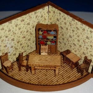 Dining Room Micro 1:144 scale dollhouse miniature DIY furniture kit