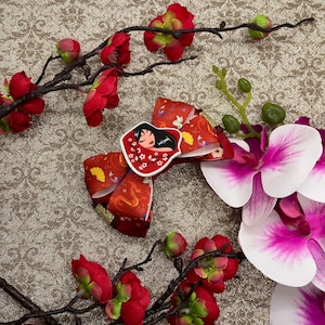 Chinese Warrior Inspired Hair Bow-Red