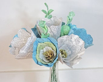 Recycled book paper flowers // handmade wedding paper flower bouquet // the Botany of Books // eco friendly flowers