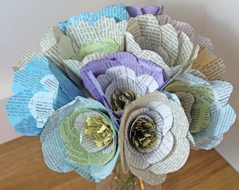 Paper flower bouquet, alternative bouquet, 1st anniversary gift, the Botany of Books