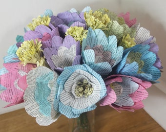 Alternative bouquet, paper flowers, 1st anniversary gift, housewarming gift, the Botany of Books