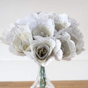 Unique wedding bridal flowers // alternative wedding bouquet // 1st anniversary gift // vintage book paper flowers // the botany of books image 4