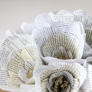 Unique wedding bridal flowers // alternative wedding bouquet // 1st anniversary gift // vintage book paper flowers // the botany of books image 3