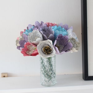 Vintage paper flower bouquet, 1st anniversary gift, the Botany of Books