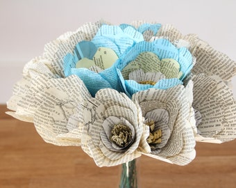 Vintage book paper flowers, the Botany of Books, 1st anniversary gift, ideal housewarming gift