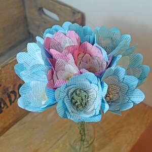 Vintage book flowers, paper flower bouquet, 1st anniversary gift, Simmons Paper Emporium