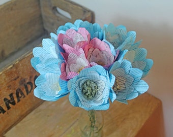 Vintage book flowers, paper flower bouquet, 1st anniversary gift, the Botany of Books