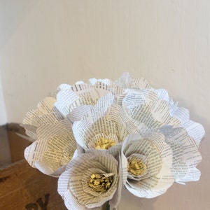 Unique wedding bridal flowers // alternative wedding bouquet // 1st anniversary gift // vintage book paper flowers // the botany of books image 9