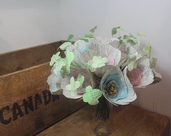 Vintage book flowers, 1st anniversary gift, the Botany of Books, alternative flowers