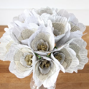 Unique wedding bridal flowers // alternative wedding bouquet // 1st anniversary gift // vintage book paper flowers // the botany of books image 8