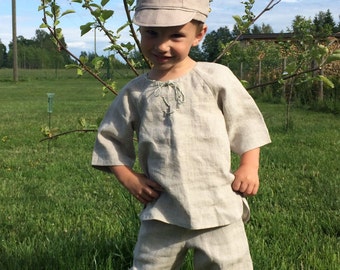 Boys linen suit natural, boys linen costume light grey, toddler linen set, boys linen ecothic suit, Baptism suit, Linen shirt, linen pants