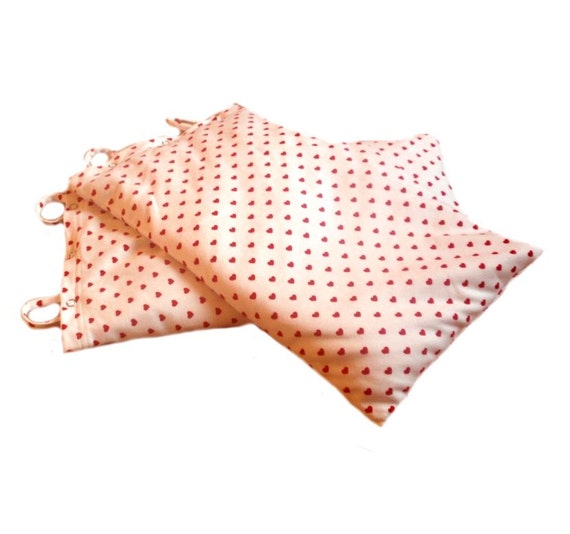 Items similar to Buckwheat pillow, white with red hearts on Etsy