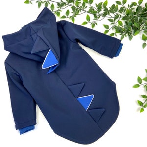 Dinosaur softshell jacket navy blue, Kids animal jacket hoodie, waterproof jacket blue, windproof jacket, Rain jacket, Dinosaur Costume