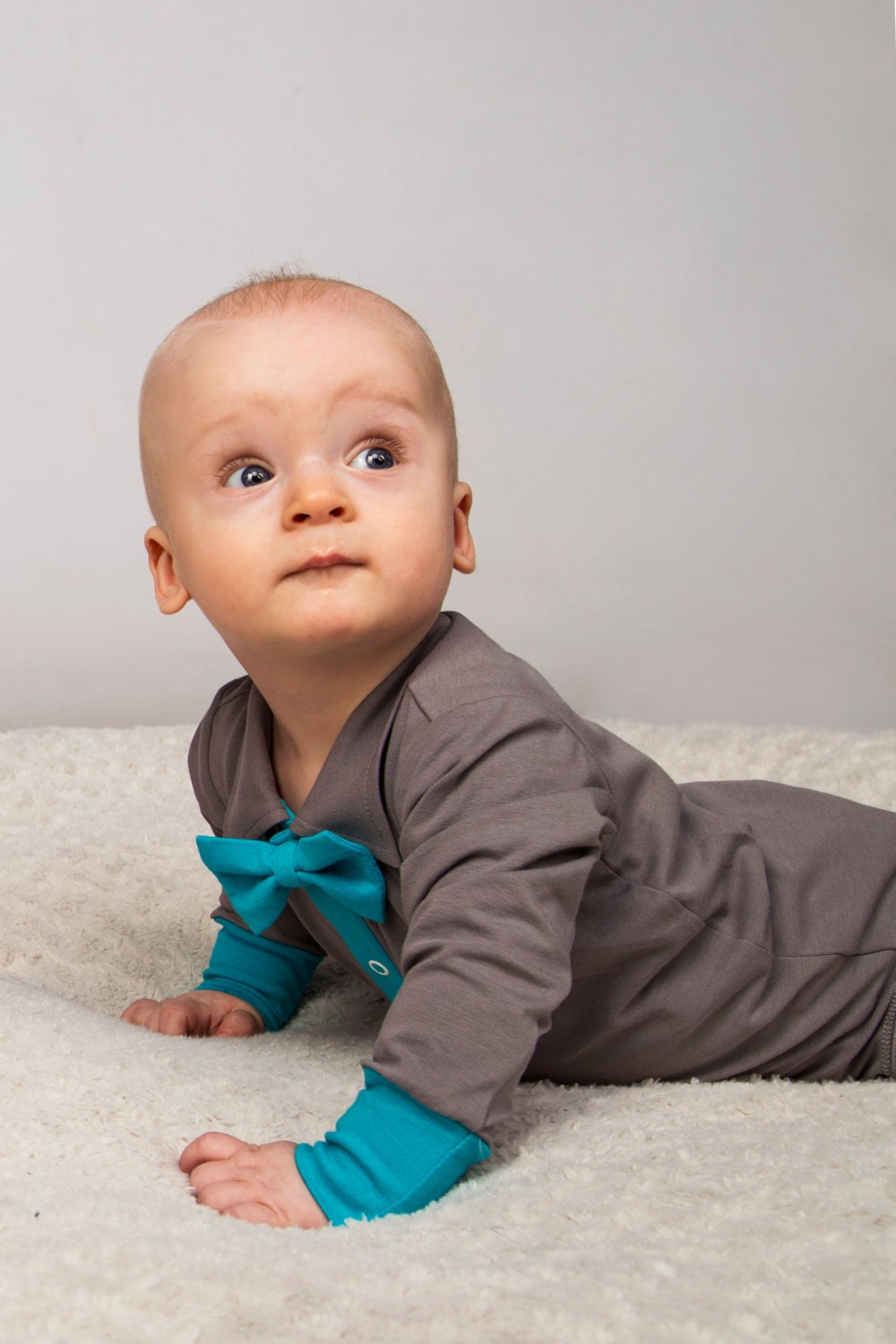 Babyboy birthday bodysuit grey bodysuit bow tie festive | Etsy