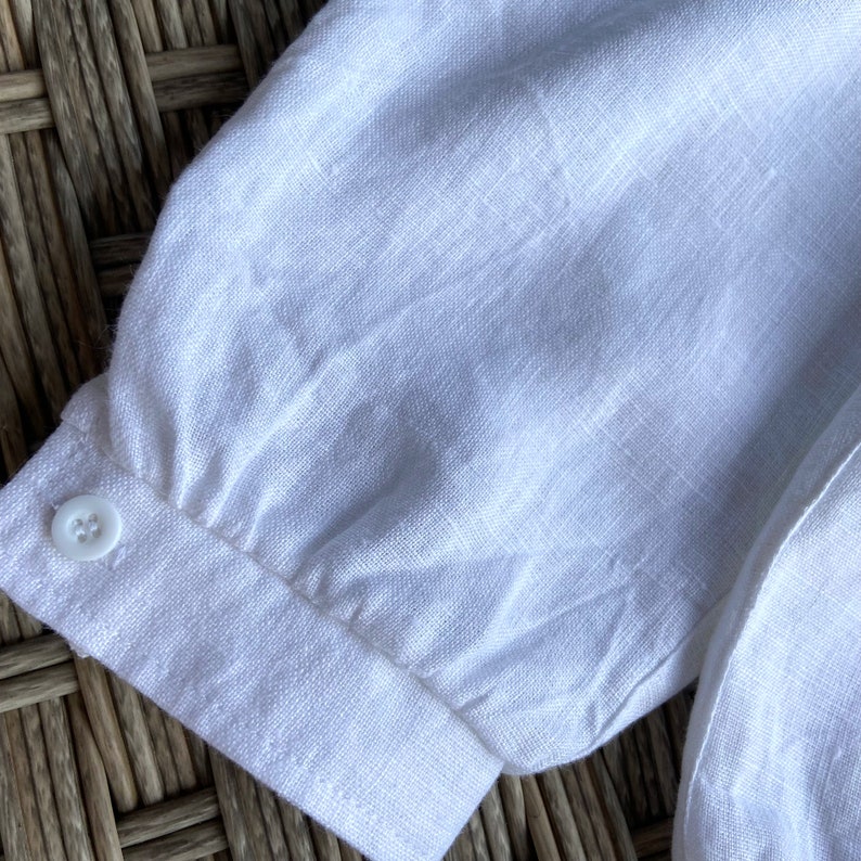 Baby boy baptism suit linen snow-white, white linen outfit baby boy linen shirt pants, christening, Boy Blessing Outfit, linen shirt image 2