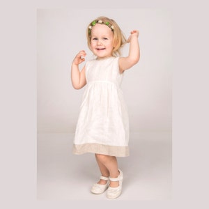 Mädchen Leinenkleid weiß, Taufe Kleid Leinen, Sommerkleid, Baby Mädchen Kleid, weißes Leinen-Kleid, festliches Kleid